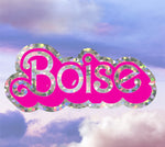 Boise Barbie Glitter Sticker