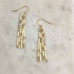Golden Beaded Fringe Earrings