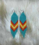 Ojibwe Turquoise Fringe Earrings