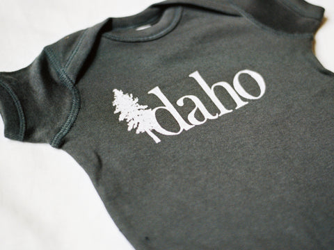 Idaho Tree Logo Charcoal Onesie