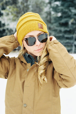 Iron Pine Leather Patch Scrunch Beanie