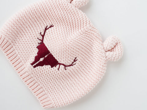 Pink Baby Idaho Elk Antler Eared Beanie