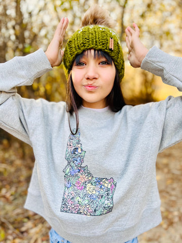 Women's Idaho Wildflower Boxy Crew Sweatshirt